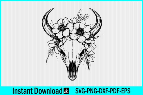 Floral Bull Skull Western Cow Skull SVG Review