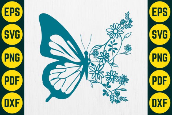 Floral Butterfly SVG Design for Embroidery Projects