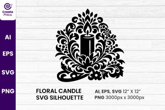 Floral Candle Element Silhouette SVG Review