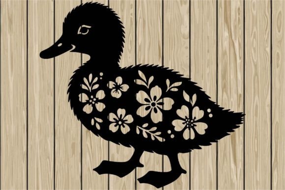 Floral Duckling Stencil Silhouette SVG Review