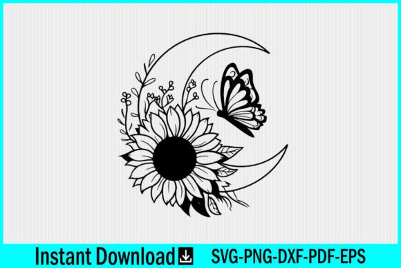 Floral Moon Sunflower with Butterfly SVG Review