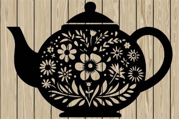 Floral Teapot Stencil Silhouette SVG Review