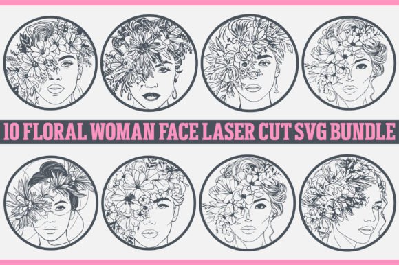 Floral Woman Face SVG Bundle for Embroidery Projects